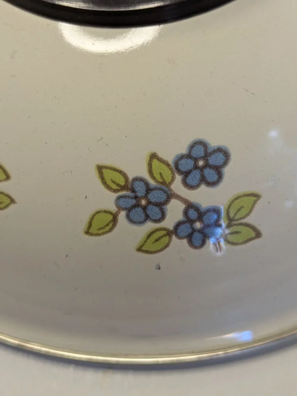 Vtg. Summer Garden By Excel 1-Quart Open Saucepan Lid Porcelain Clad Steel Flor